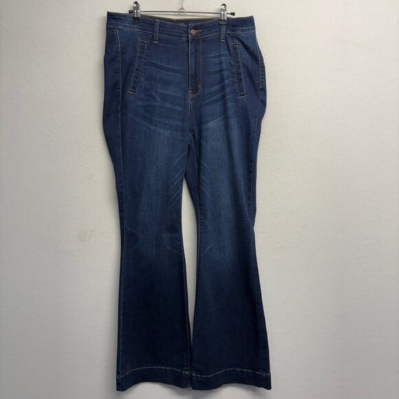 Judy Blue Flare Jeans 11/30x32 Dark Wash Stretch Retro Wide Leg - Picture 1 of 7